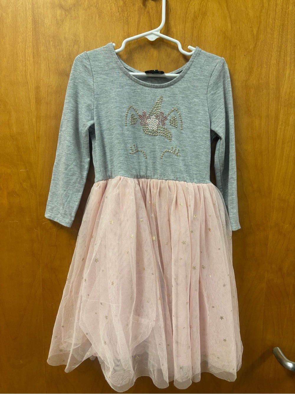 Girls' Grey & Pink Unicorn Tulle Dress